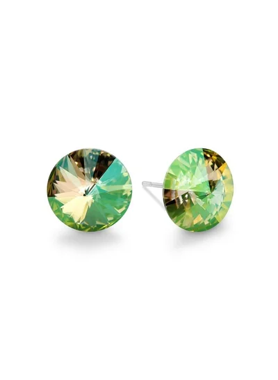 Seona Seona Ella 10mm Crystal Stud Earrings  – Hypoallergenic Stainless Steel Stud Earrings for Women, Elegant Crystal Rivoli Jewelry Earrings for Everyday and Special Occasions -  Luminous Green